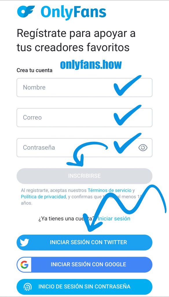 Crear una cuenta en OnlyFans - OnlyFans - Gu&iacute;a del Creador
